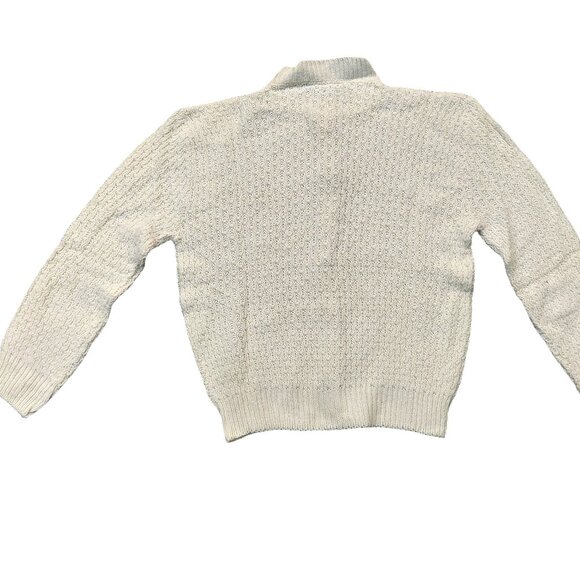 Vintage 1940s-1950s Ivory Cream Knit Long Sleeve Cardigan Sweater XXS - Picture 6 of 9